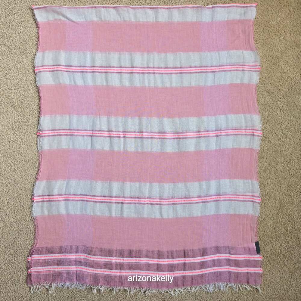 Oska Linen & Cotton Scarf Pink & White - Picture 7 of 13